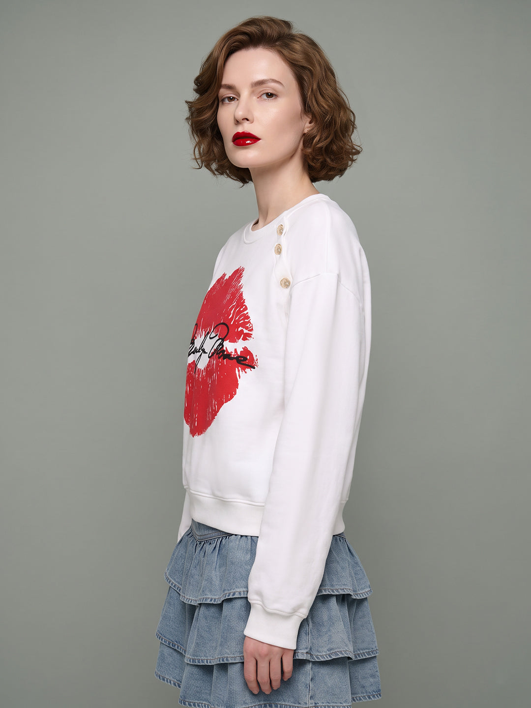 VERO MODA X Marilyn Monroe Full Sleeves Printed Sweatshirt