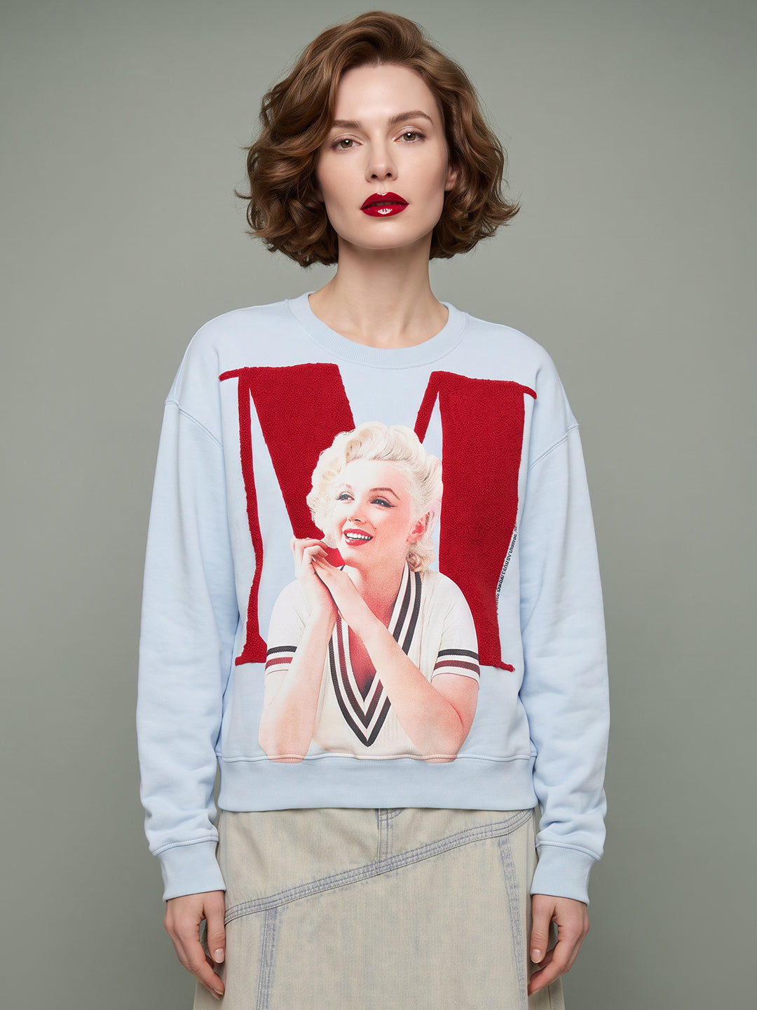VERO MODA X Marilyn Monroe Blue Printed Sweatshirt
