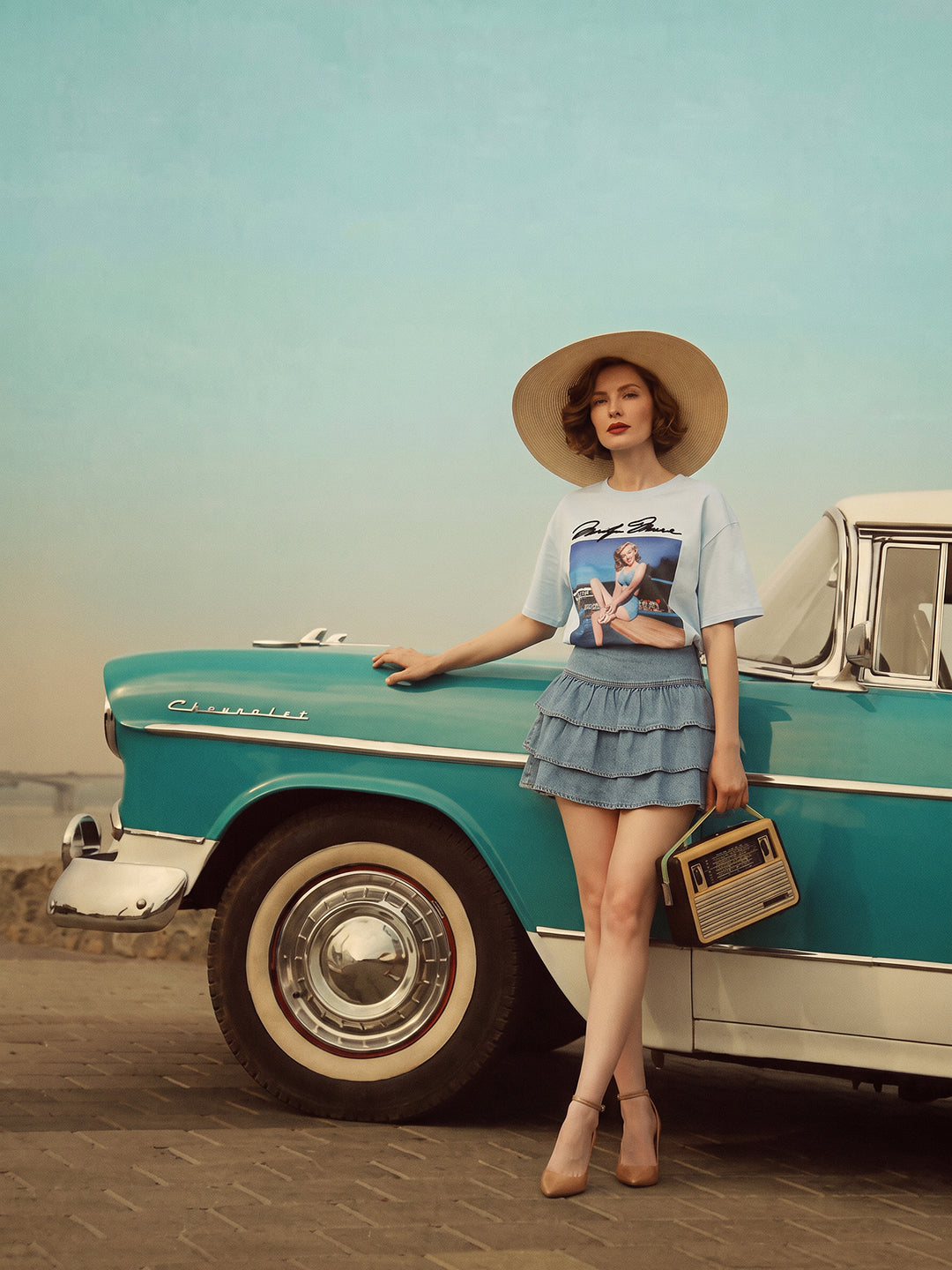 VERO MODA X Marilyn Monroe Blue Printed T-shirt