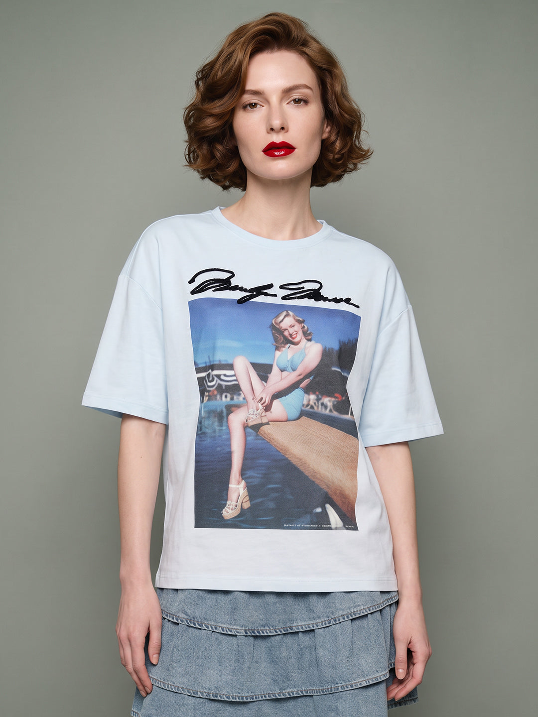 VERO MODA X Marilyn Monroe Blue Printed T-shirt