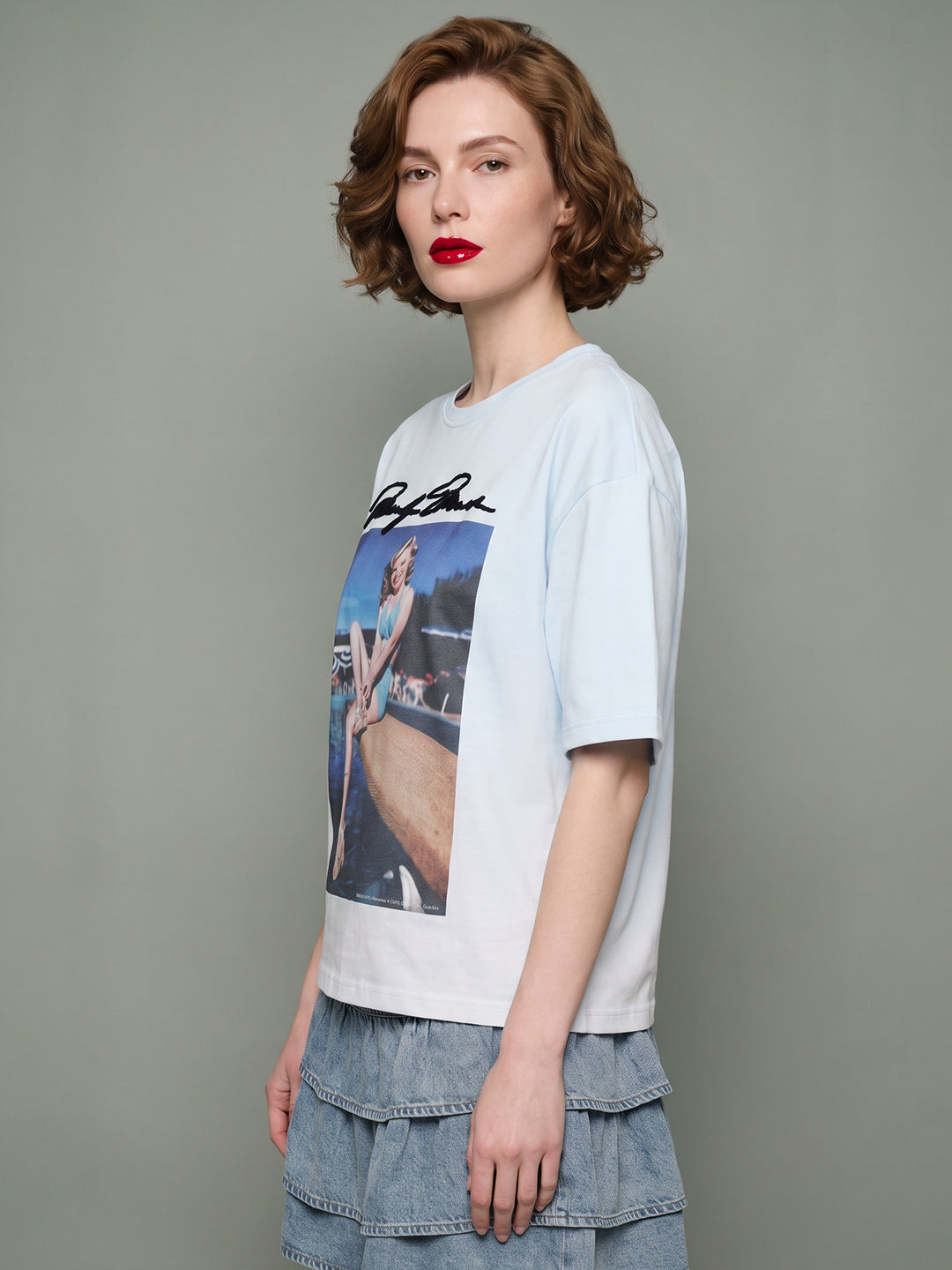 VERO MODA X Marilyn Monroe Blue Printed T-shirt