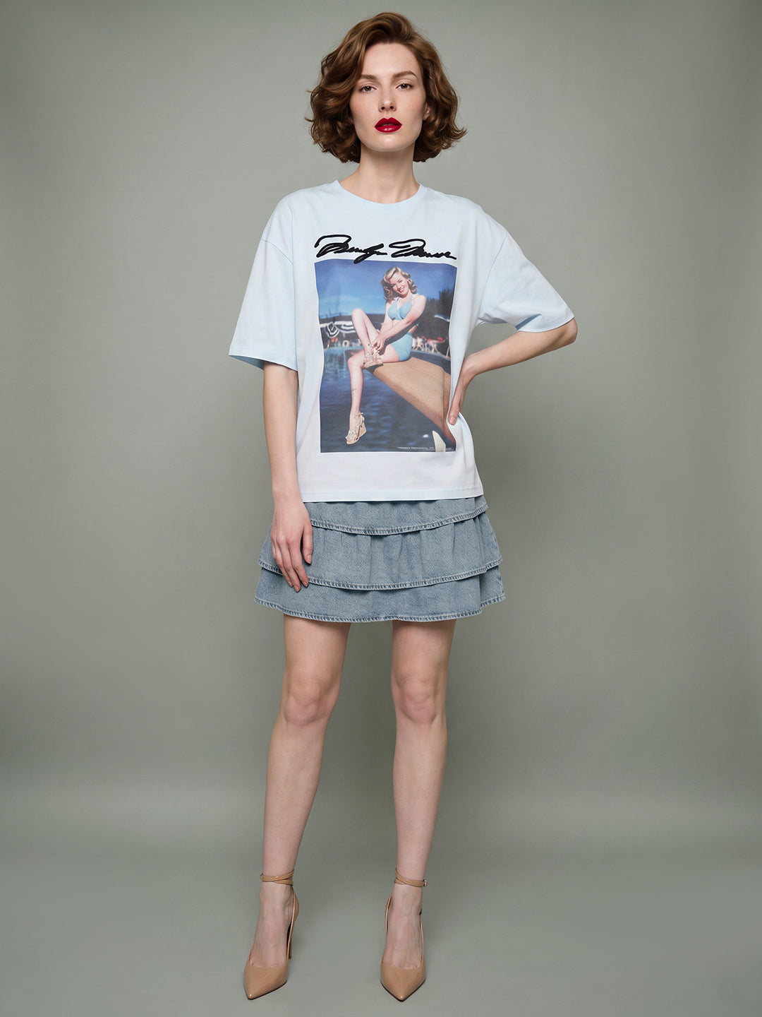 VERO MODA X Marilyn Monroe Blue Printed T-shirt