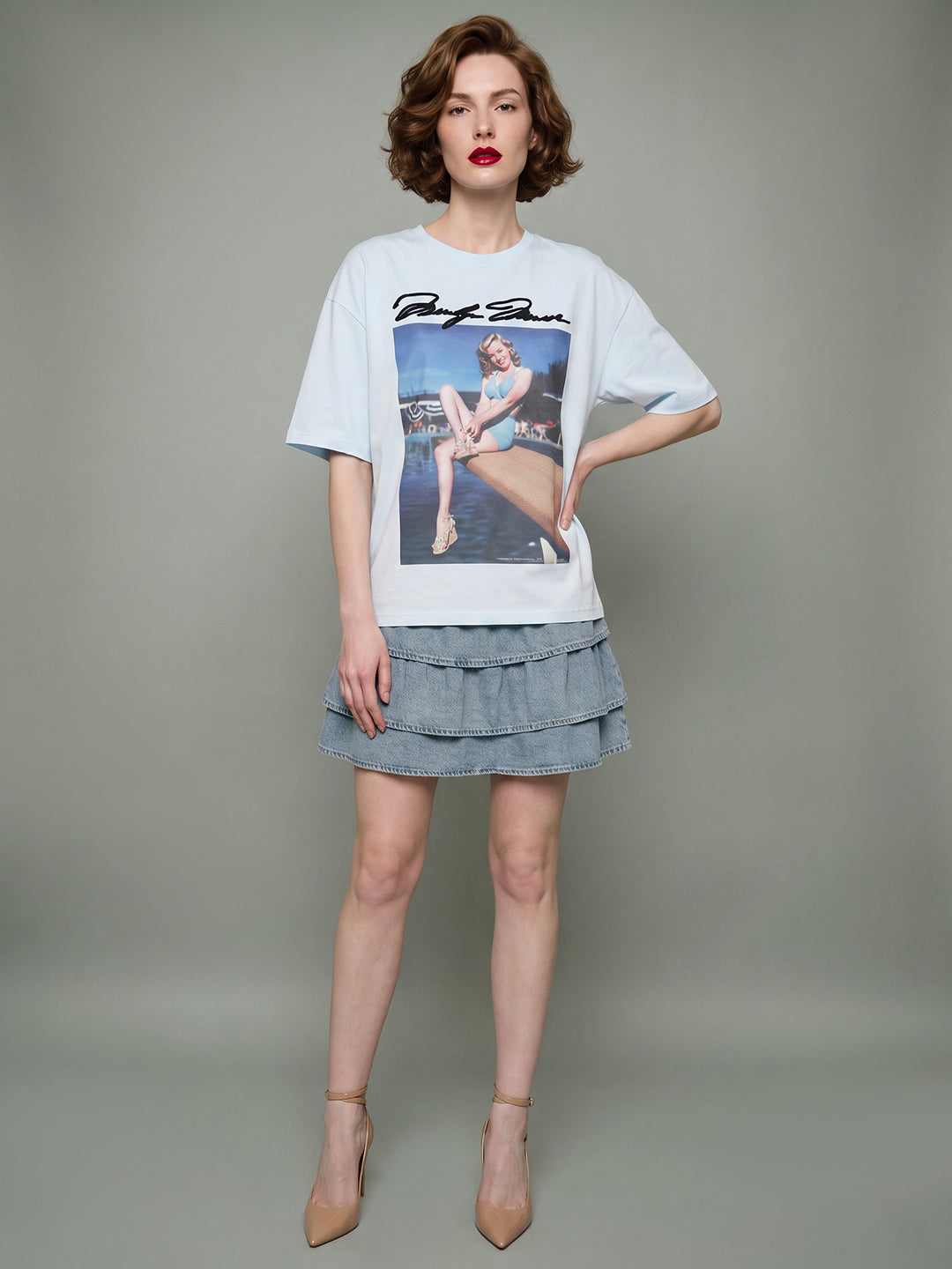 VERO MODA X Marilyn Monroe Blue Printed T-shirt