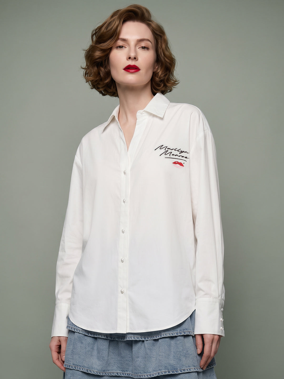 VERO MODA X Marilyn Monroe  Off-White Printed Shirt