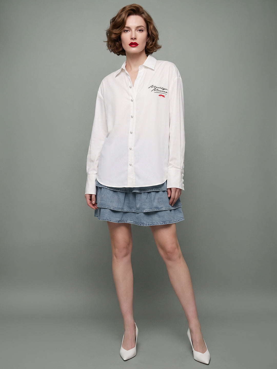 VERO MODA X Marilyn Monroe  Off-White Printed Shirt