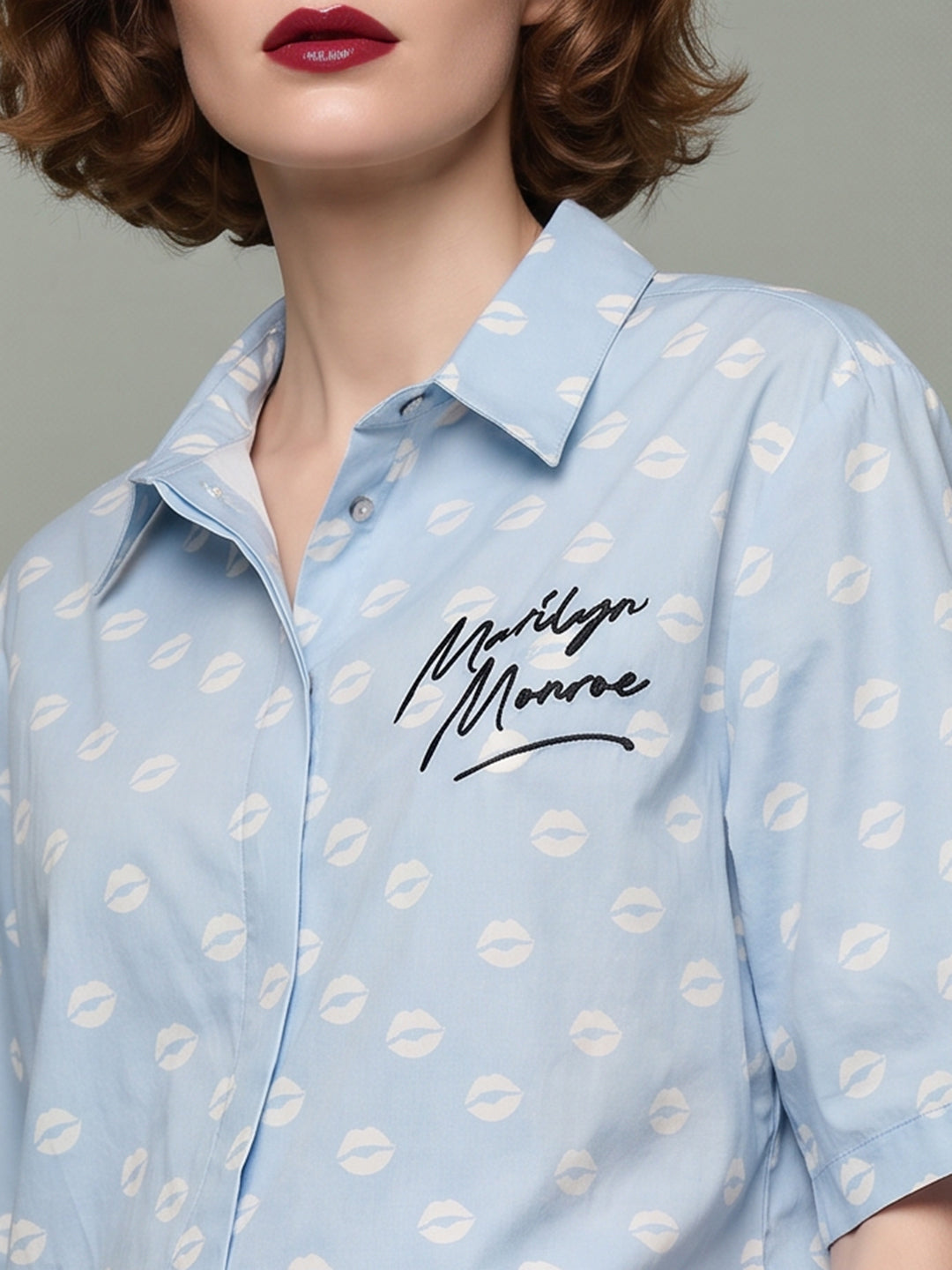 VERO MODA X Marilyn Monroe Blue Printed Shirt