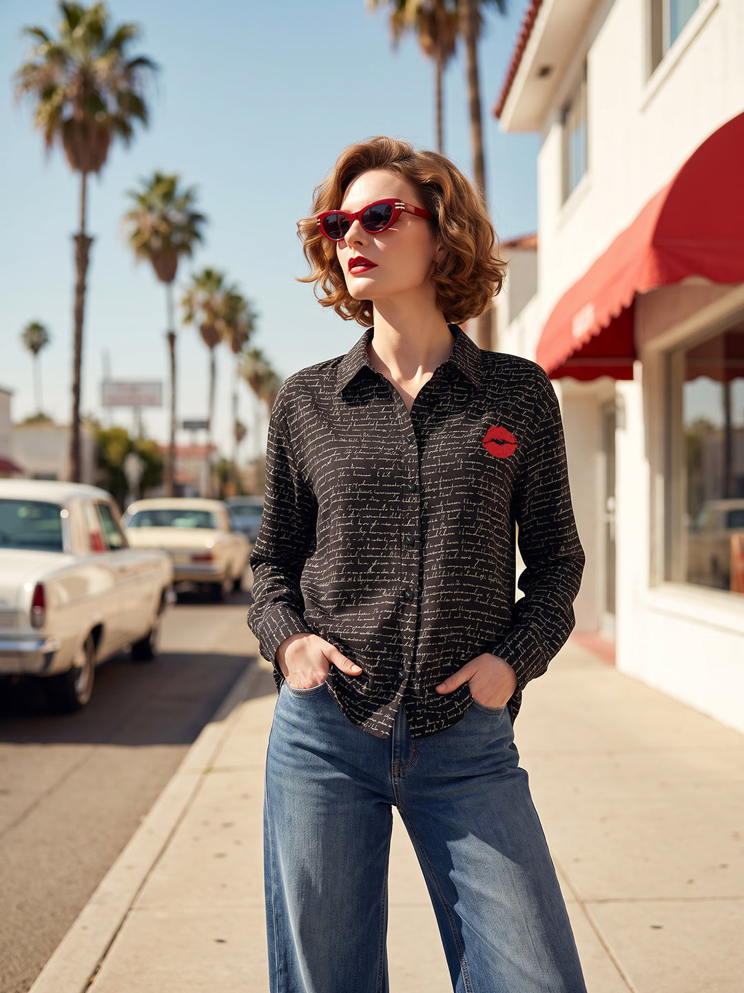 VERO MODA X Marilyn Monroe Black Printed Shirt