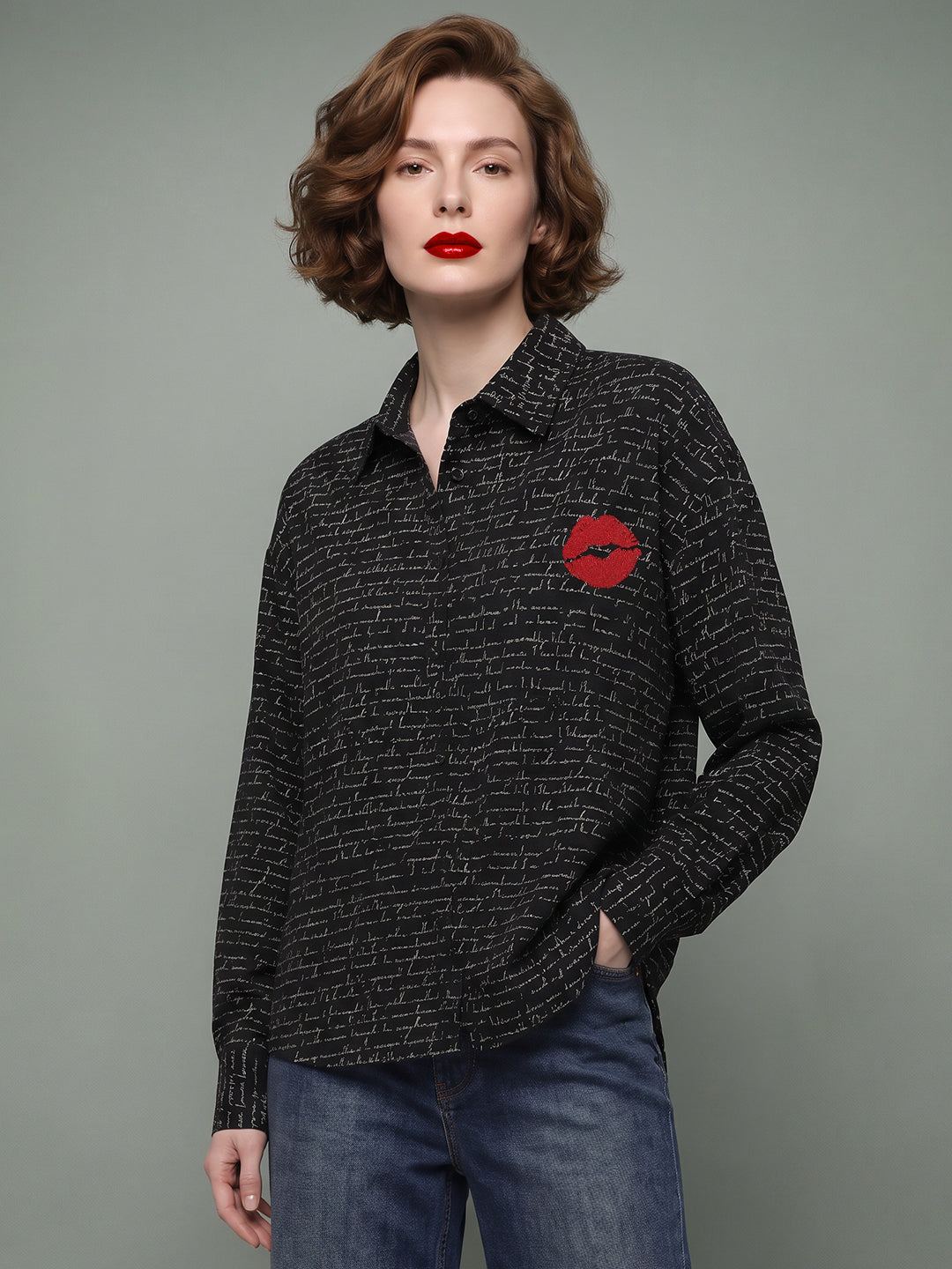 VERO MODA X Marilyn Monroe Black Printed Shirt