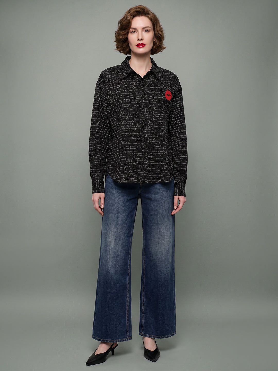 VERO MODA X Marilyn Monroe Black Printed Shirt