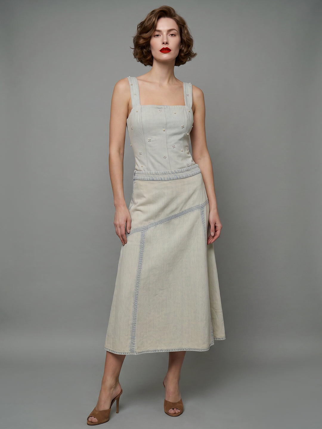 VERO MODA X Marilyn Monroe Faded Denim Skirt