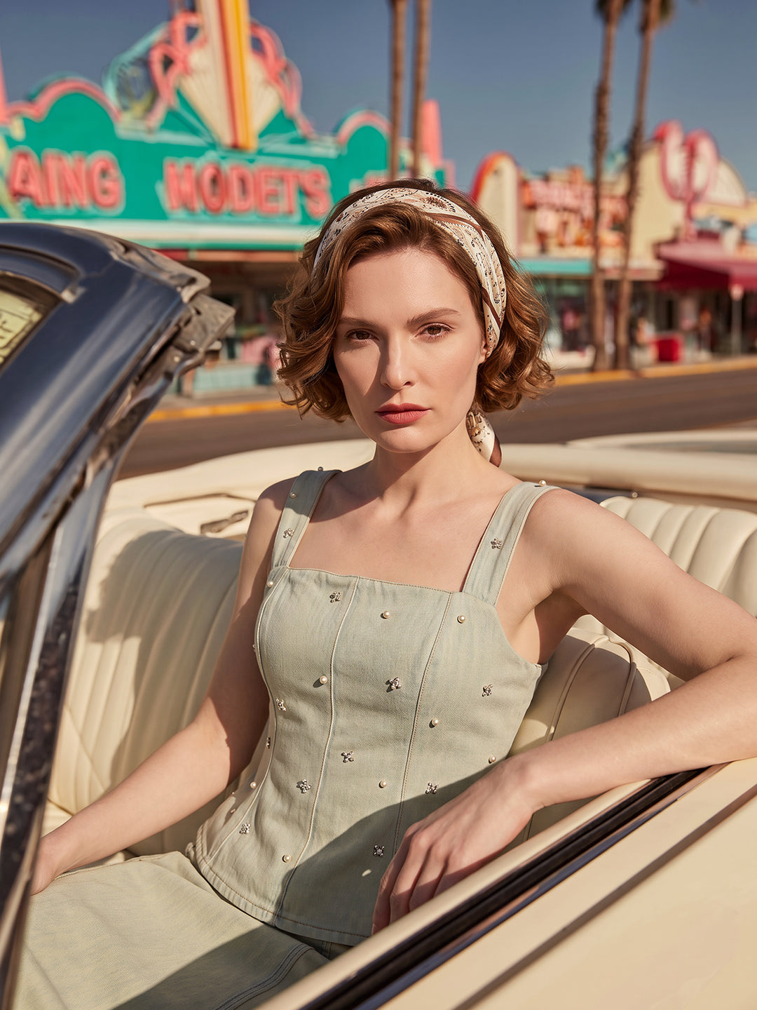 VERO MODA X Marilyn Monroe Embellished Denim Top