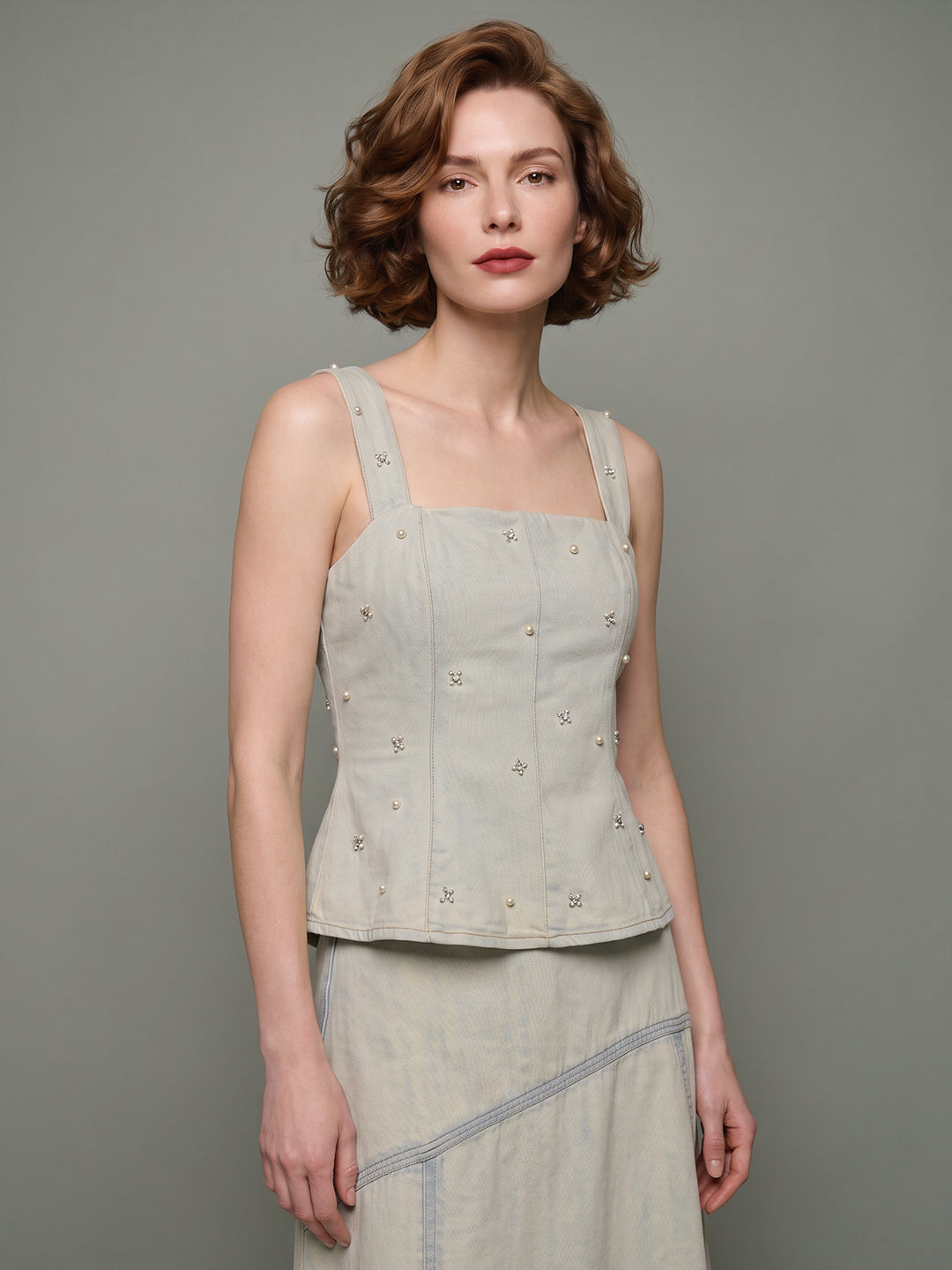 VERO MODA X Marilyn Monroe Embellished Denim Top