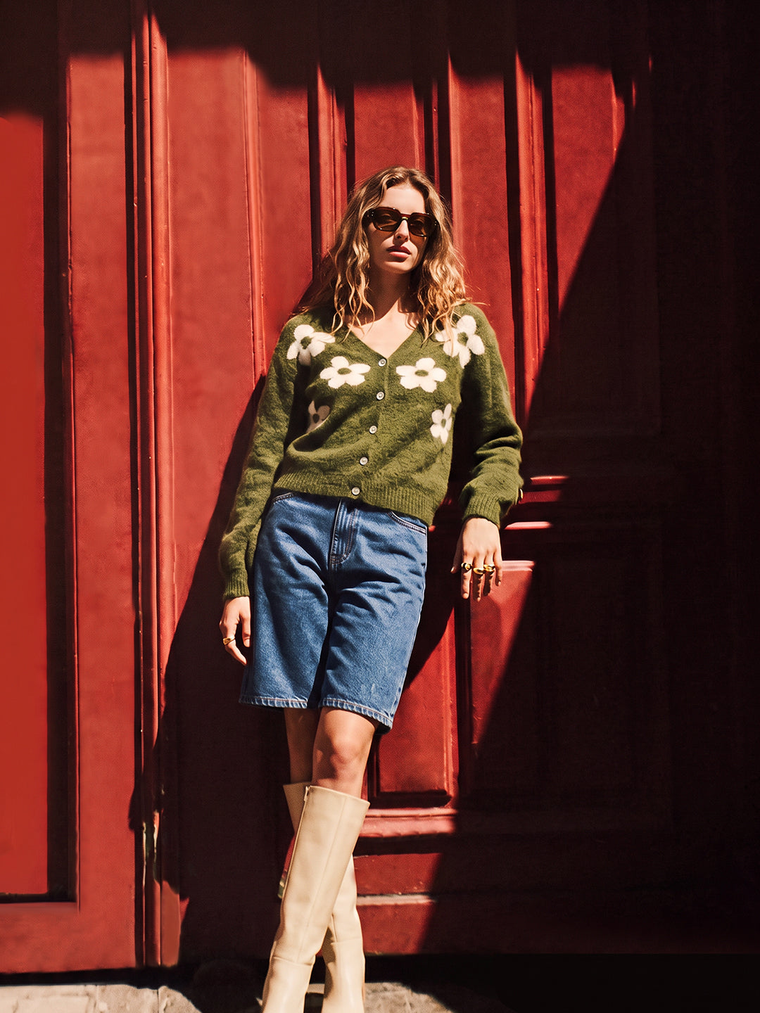 Green Floral Cardigan