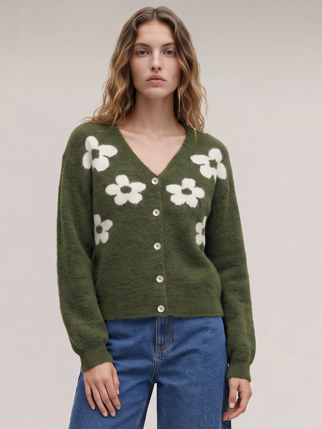 Green Floral Cardigan