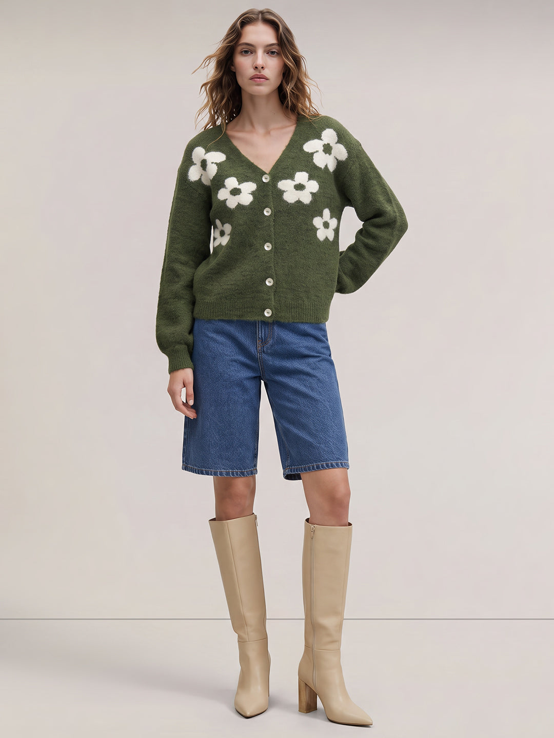 Green Floral Cardigan