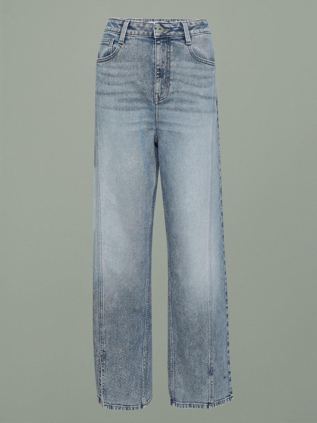 Mid Blue Faded Wide Leg Jeans