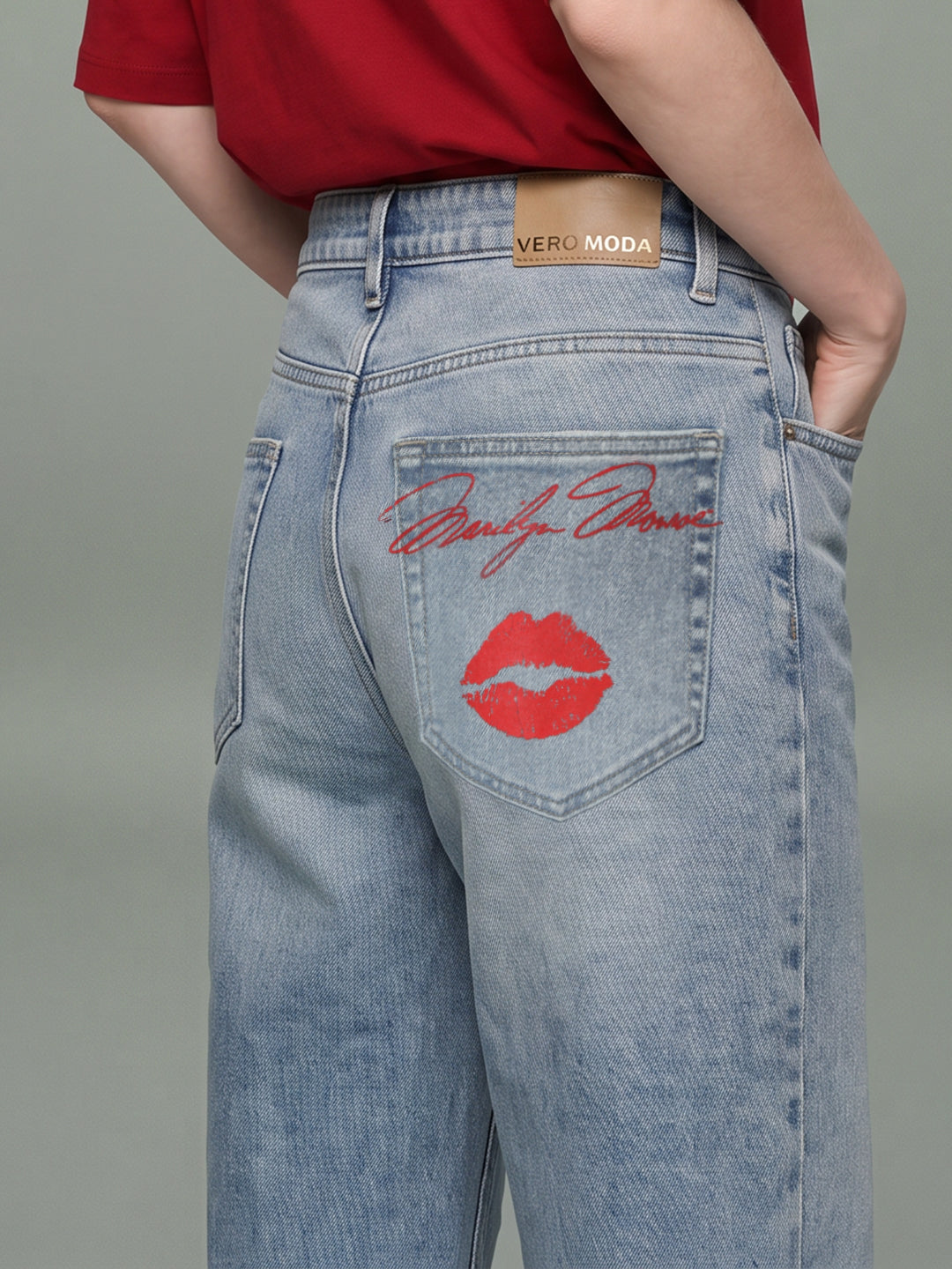 Mid Blue Faded Wide Leg Jeans