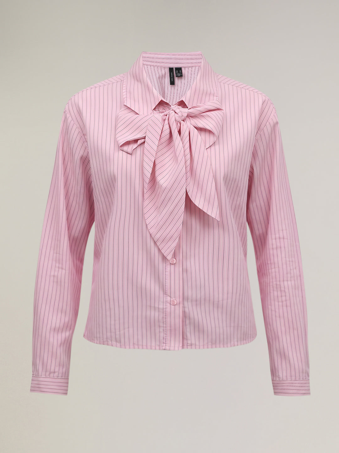 Pink Bow Detail Striped Shirt