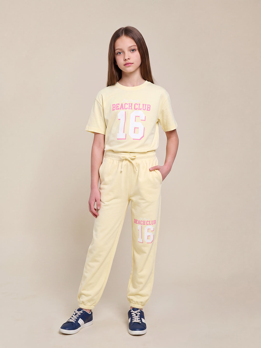 GIRLS Yellow Printed Jogger Pants