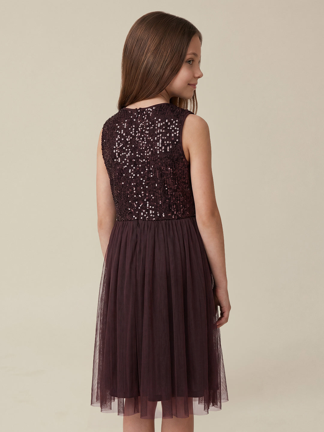 GIRLS Red Embellished Mesh Dress