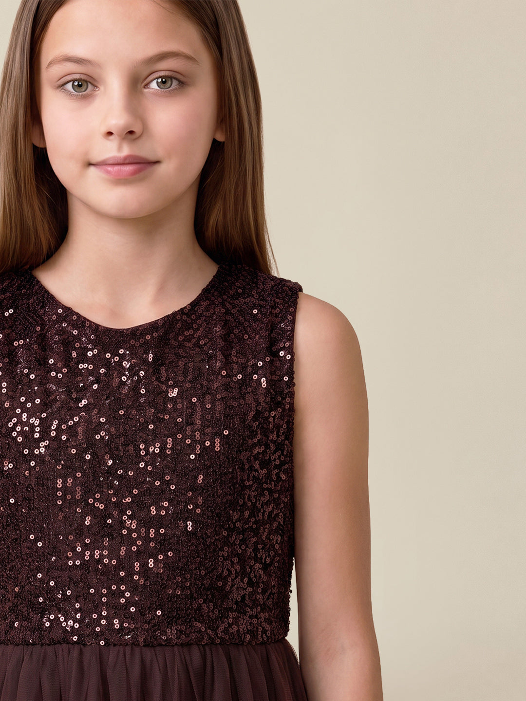 GIRLS Red Embellished Mesh Dress