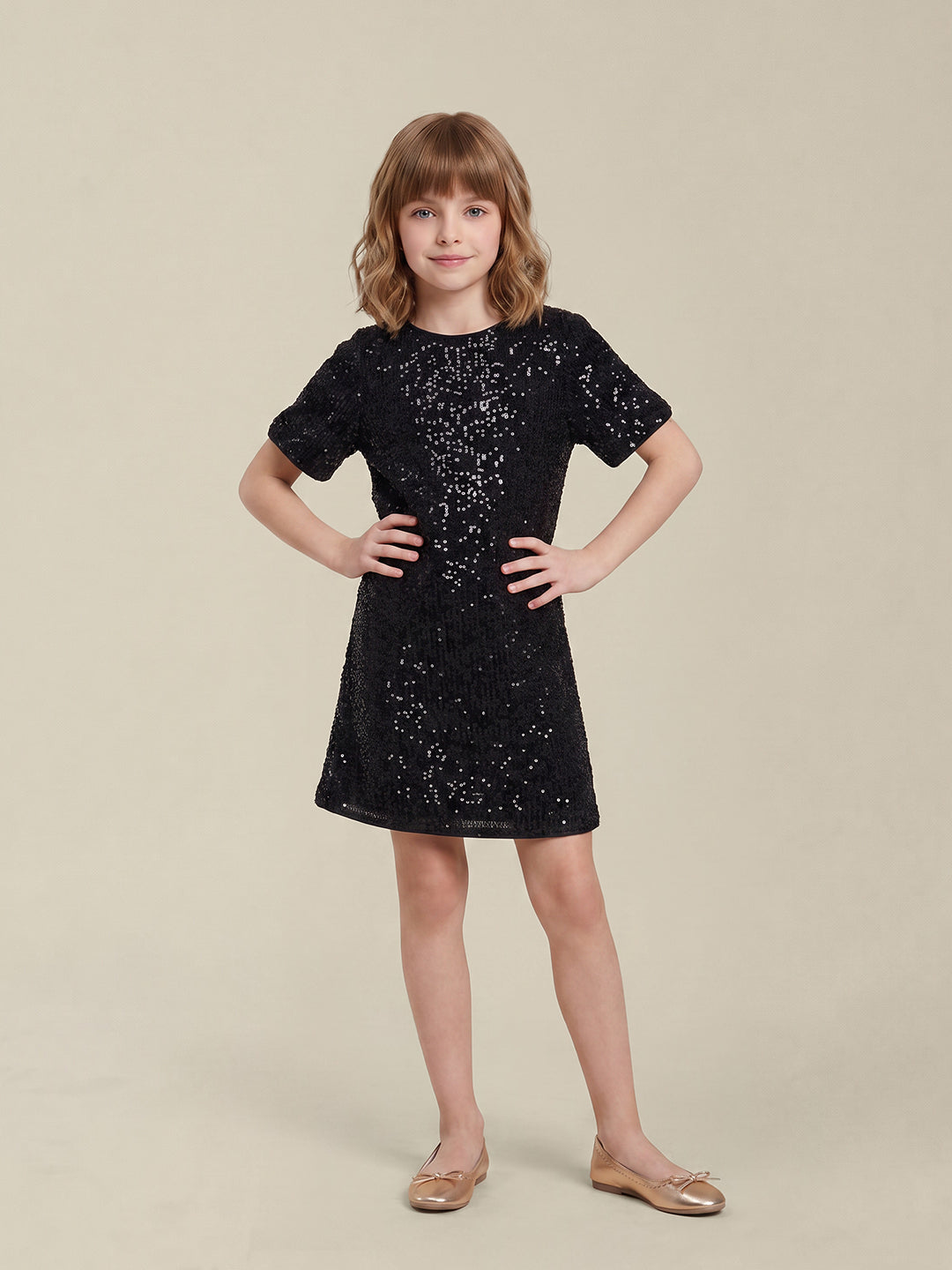 GIRLS Black Embellished Dress