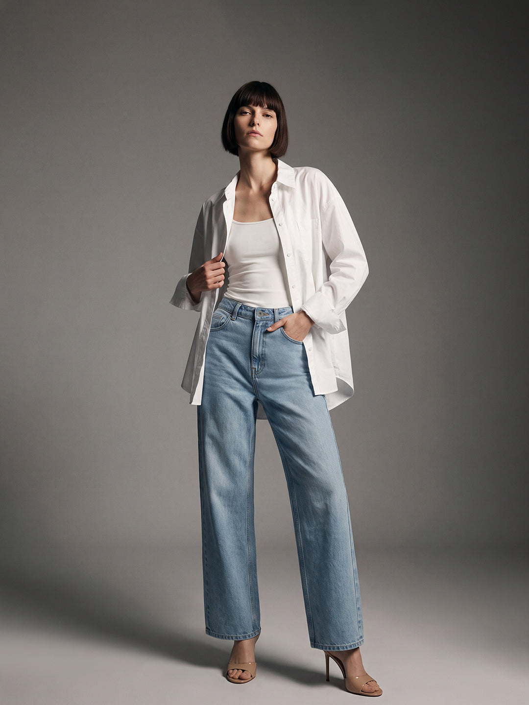 Light Blue Wash Wide Leg Jeans