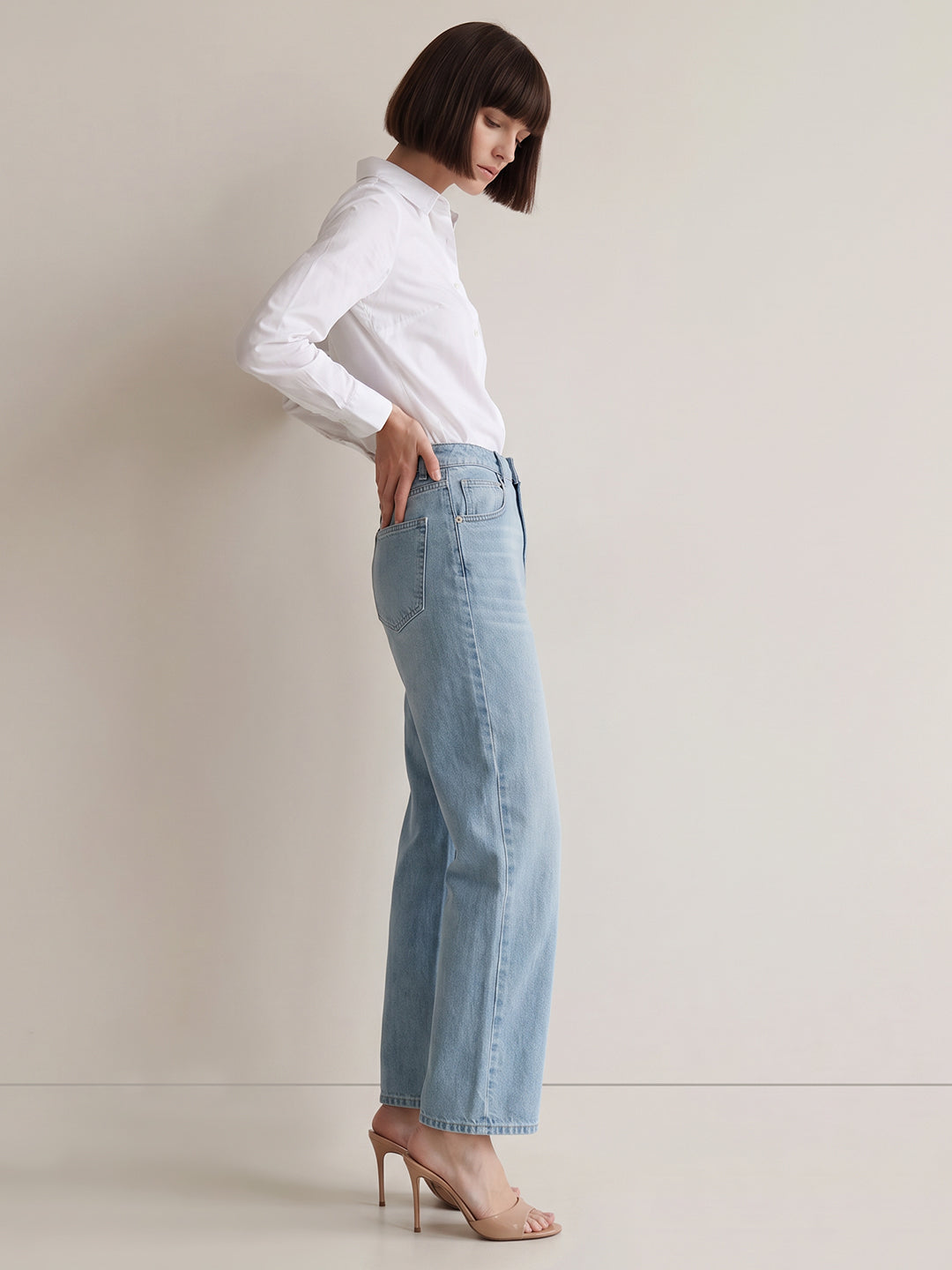 Light Blue Wash Wide Leg Jeans