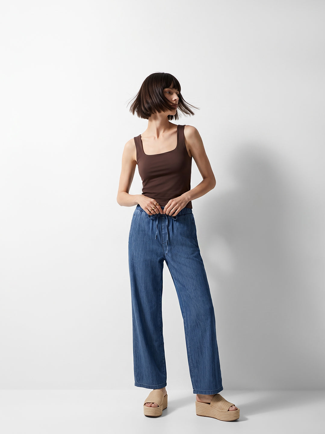 Dark Blue Wide Leg Jeans
