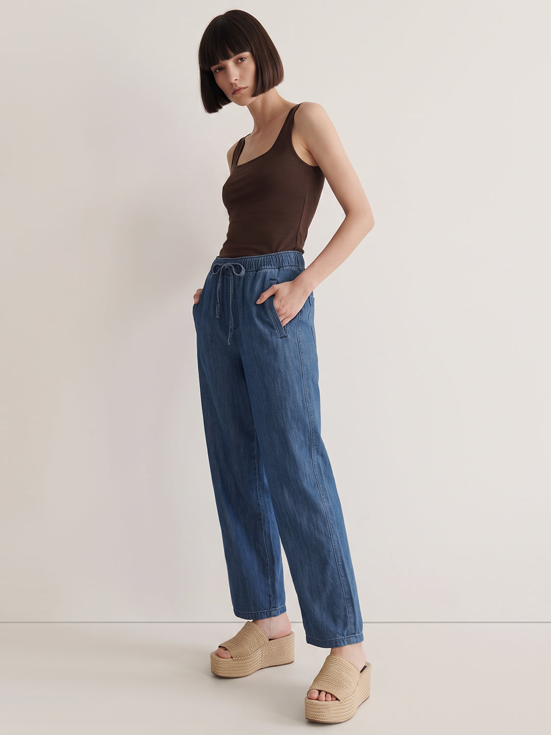 Dark Blue Wide Leg Jeans