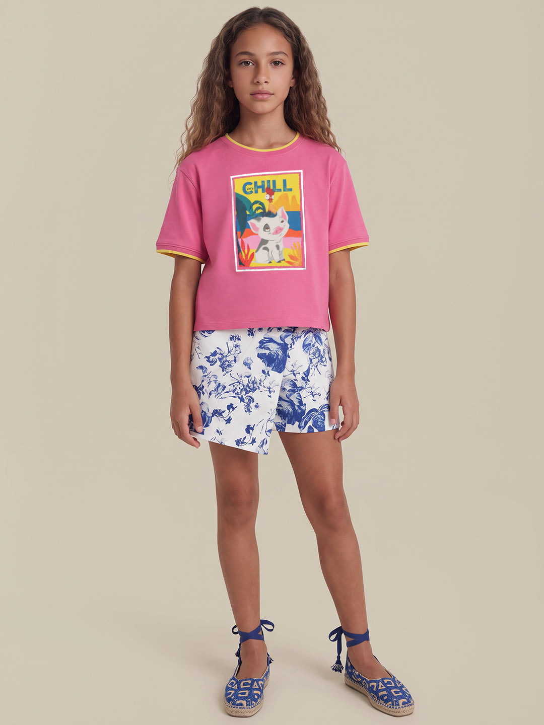 Girls Pink Printed T-shirt