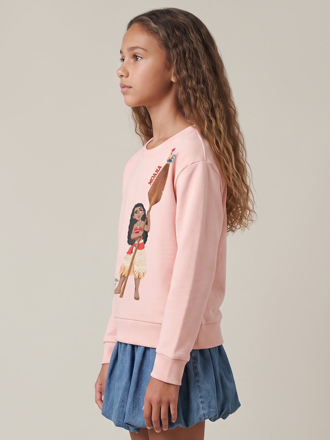 Girls Moana Pink Printed Sweatshirt