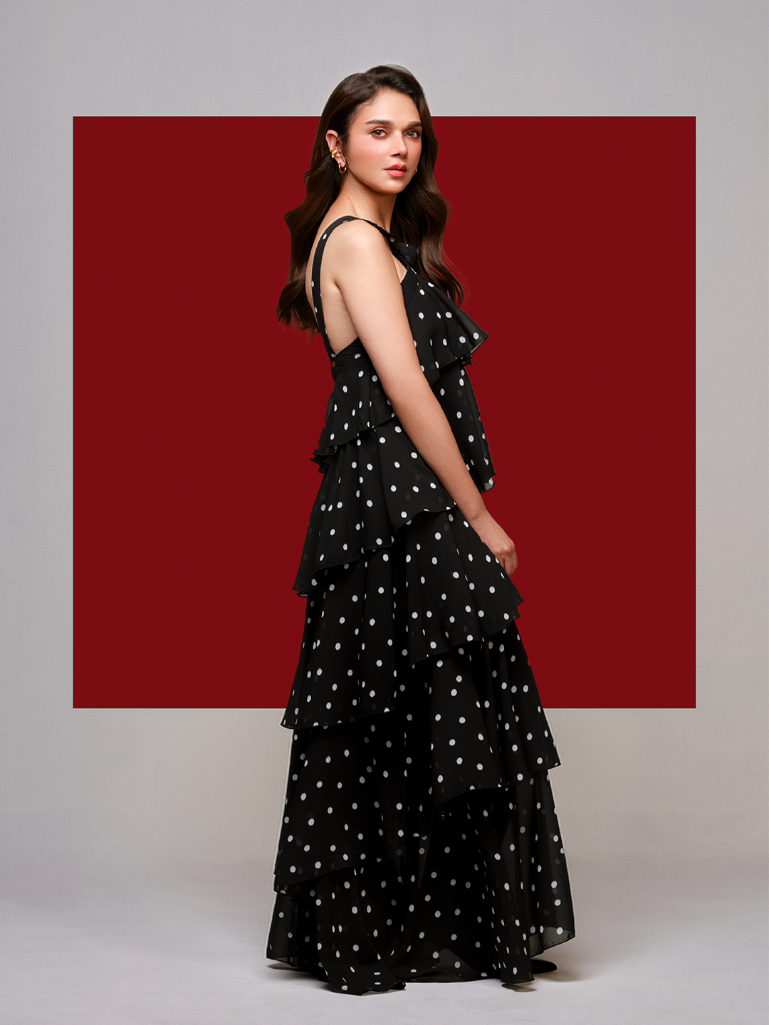 Black Polka Dot Ruffle Dress