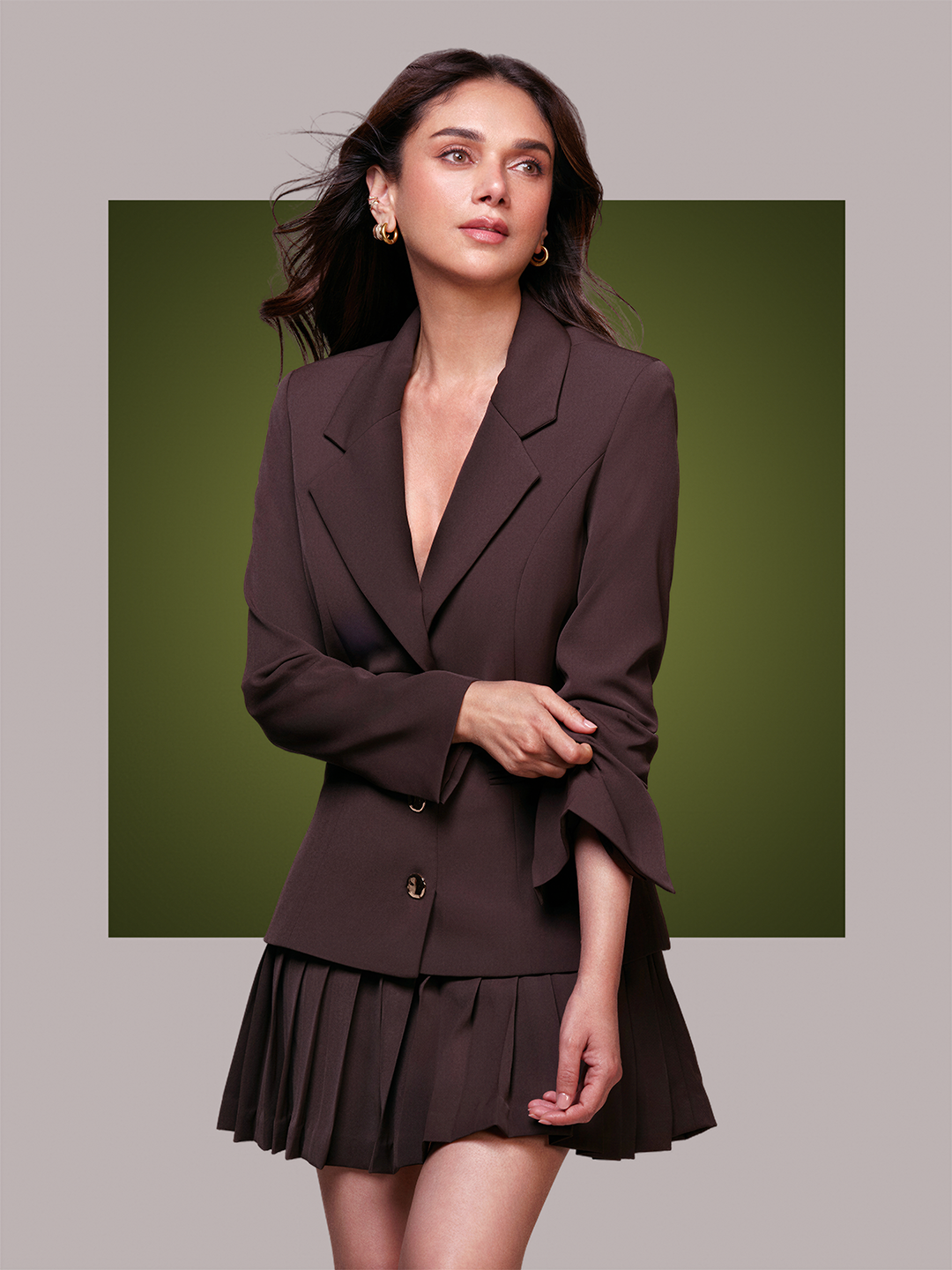 Dark Brown Mini Blazer Dress