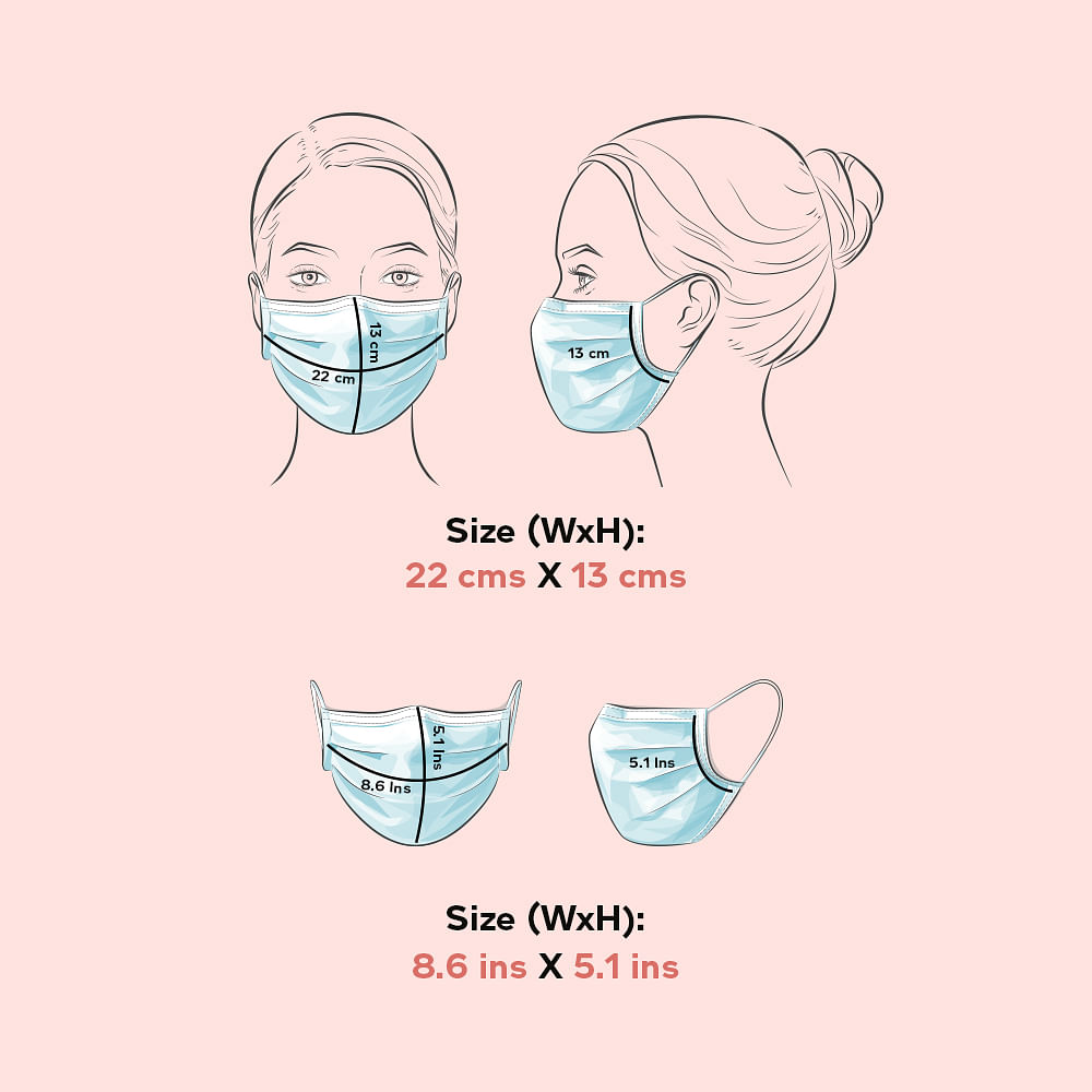 Pack Of 2 Text Print 3Ply Anti-Bacterial Mask